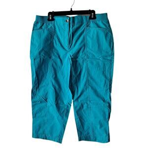 Chico's Womens Fitigues Christa Straight Leg Capri Crop Pants Blue Size L NWT